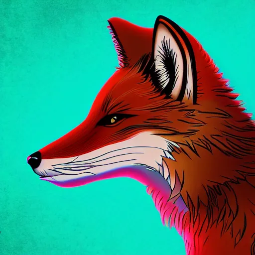 Prompt: digital fox, retrowave palette, digital world, highly detailed, anatomically correct vulpine, synth feel, fluffy face, ear floof, flowing fur, super realism, accurate animal imagery, 4 k digital art