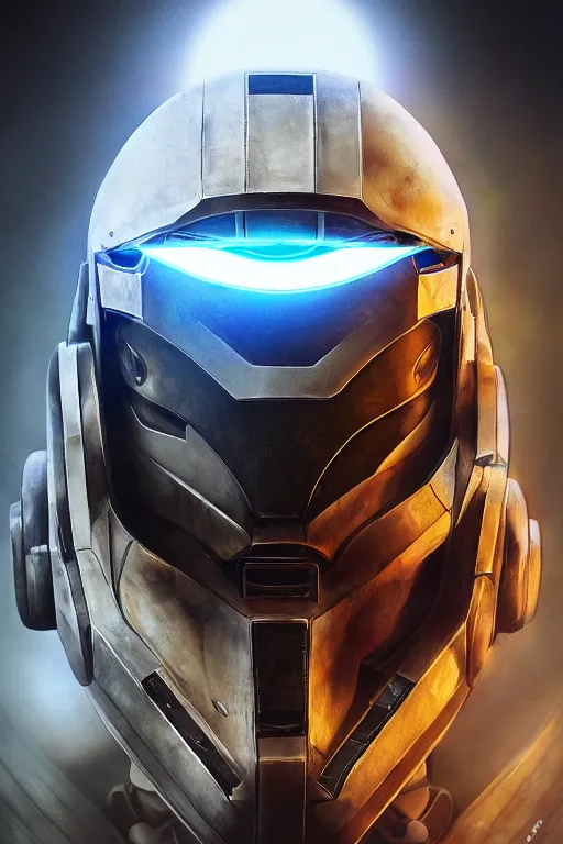 Image similar to robot ninja mask helmet halo master chief radiating a glowing aura global illumination ray tracing hdr fanart arstation by ian pesty and katarzyna da „ bek - chmiel