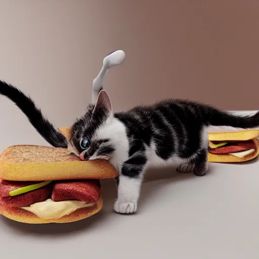 Image similar to kitten sandwish, hyper detailed, hyperrealistic, 3 d, octane render