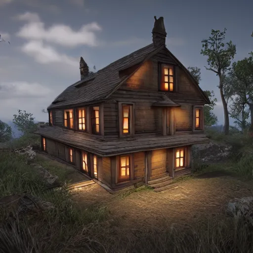 Image similar to house on the island, unreal engine, high detail, realism, award winning, detailed lighting