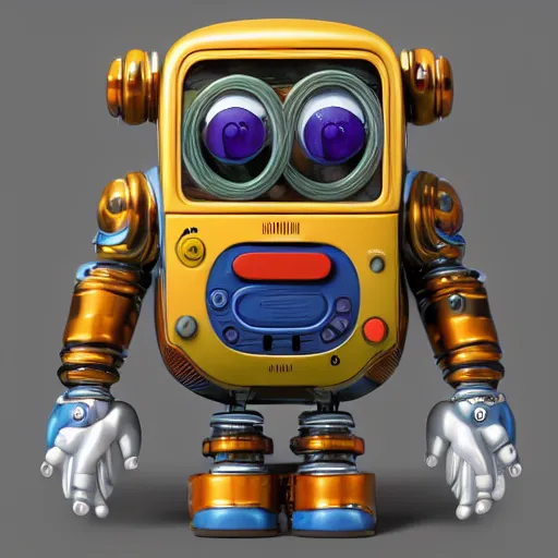 Image similar to two small chubby bots, hyperdetailed colourful, smooth panelling, intricate detail, holding a battery, single eye, style of cute, intricate rusty arms, antenna, floating, white studio, mechanical, cute toy, gameboy advanced, ambient light, in the style of pixar animation poster, pokedstudios,, blender, octane render, 8 k,