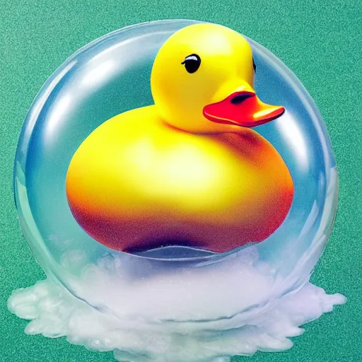 Prompt: duck made of bubble