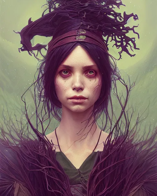 Image similar to highly detailed vfx - portrait of a witch, wonderful eyes, unreal engine, greg rutkowski, only, once, people, makoto shinkai and lois van baerle, ilya kuvshinov, rossdraws, tom bagshaw, alphonse mucha, global lighting, detailed and complex environment