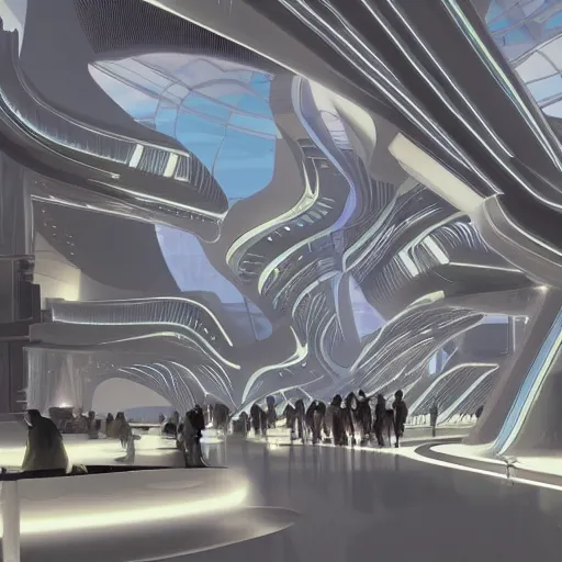 Image similar to a futuristic cyberpunk temple designed by zaha hadid, unreal engine, night lights, the evolution of humans shown in architectural drawing section