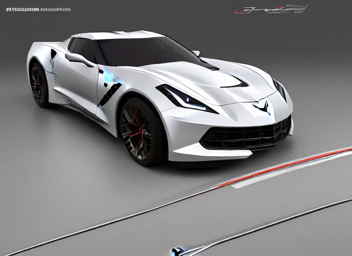 Image similar to hyperrealism, detailed textures, photorealistic 3 d render, a photorealistic futuristic 2 0 3 9 corvette stingray concept car with a blazing pearl white colour scheme, sharp focus, ultra realistic, ultra high pixel detail, cinematic, intricate, cinematic light, concept art, illustration, art station, unreal engine 8 k