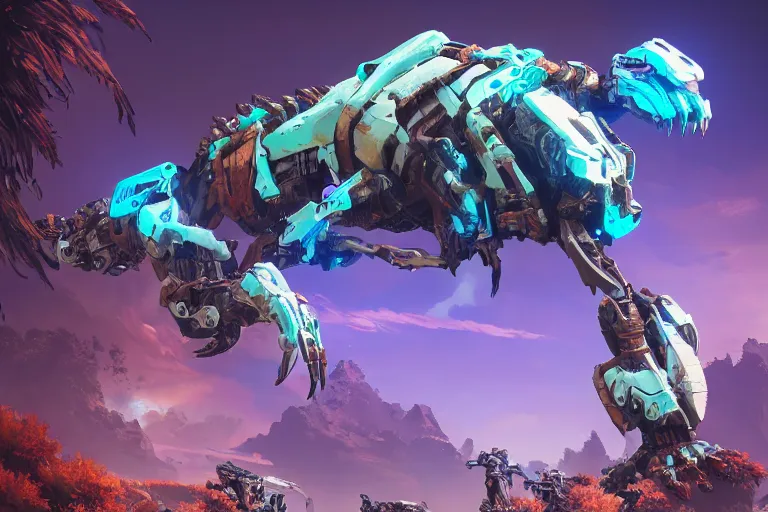 Image similar to clawstrider machine mecanical creature robot of horizon forbidden west horizon zero dawn bioluminiscence global illumination ray tracing hdr fanart arstation by ian pesty and alena aenami artworks in 4 k