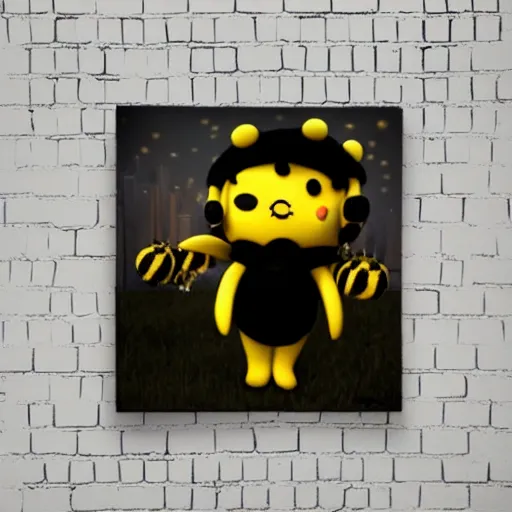 Image similar to giant bumblebee in the style of mark ryden