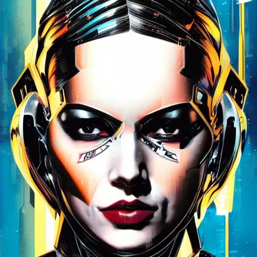 Image similar to portrait of a female android, by DC comics and Sandra Chevrier