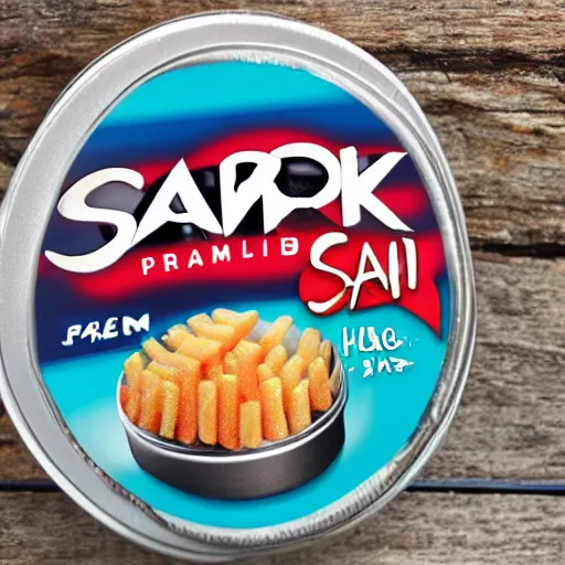 Image similar to Can of Shark SPAM, high quality photo advertisement