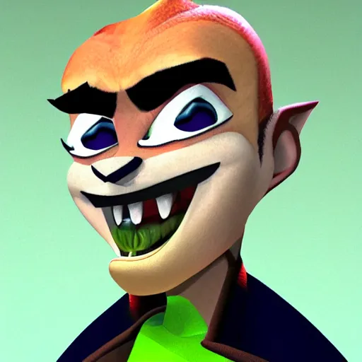 Image similar to jordan peterson as neo cortex, warp room cut - scene, style of crash bandicoot 2 ps 1