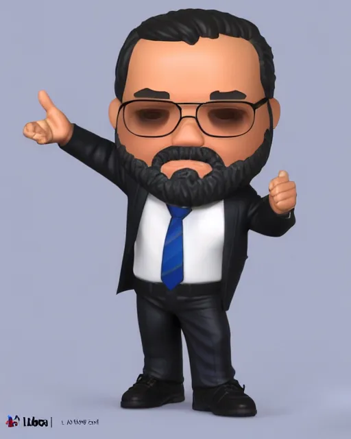 Prompt: full body 3d render of Luiz Lula Inácio da Silva as a funko pop, studio lighting, white background, blender, trending on artstation, 8k, highly detailed