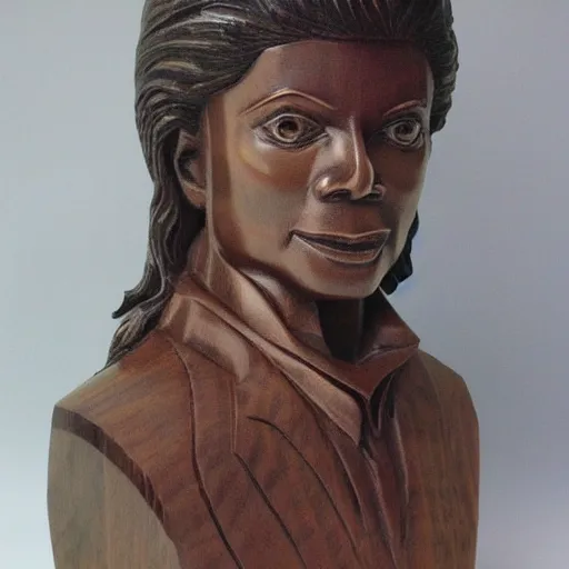 Image similar to wooden carving statue of michael jackson ebay listing