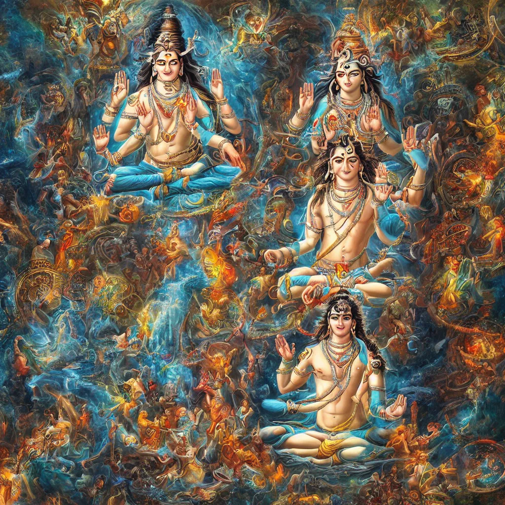 Image similar to lord shiva creating the multiverse, fantasy artwork, high resolution