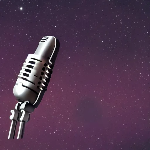 Image similar to microphone floating in space concept art