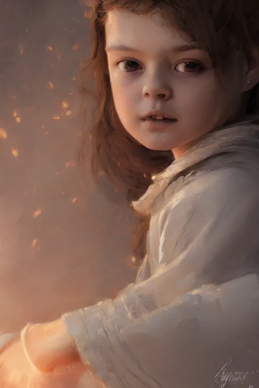 Image similar to medieval little girl, joyful, hope, dreaming, close - up portrait, intricate, elegant, volumetric lighting, scenery, digital painting, highly detailed, artstation, sharp focus, illustration, concept art, ruan jia, steve mccurry