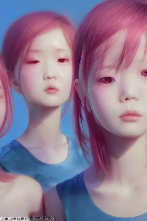 Prompt: 3d dark infrared octane render concept art by D. Jun, by Mo Xiang Tong Xiu, by Igarashi Daisuke, beauty portrait anime schoolgirls under dark pink and blue water. cute sad face. realistic eyes. dramatic deep light, trending on artstation, oil painting.
