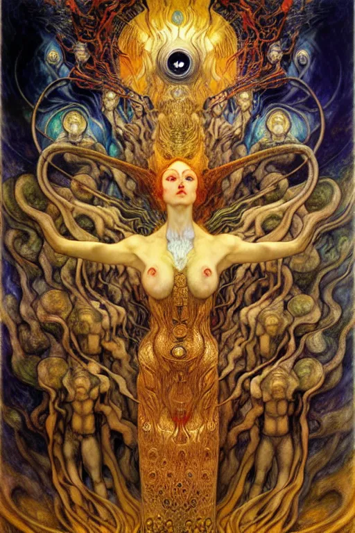 Image similar to Divine Chaos Engine by Karol Bak, Jean Delville, William Blake, Gustav Klimt, and Vincent Van Gogh, symbolist, visionary