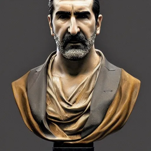 Image similar to amazing lifelike award winning marble bust of Eric cantona trending on art station artgerm Greg rutkowski alphonse mucha cinematic