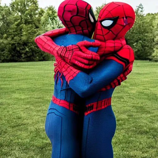 Prompt: Spider-man homecoming, tony hugs peter