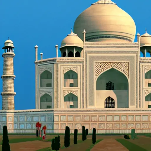 Image similar to the majestic taj mahal at the heart of the city, trending on pixiv