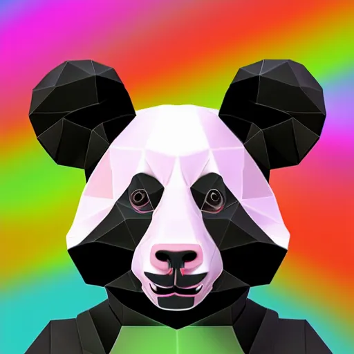 Prompt: colorful panda in low poly