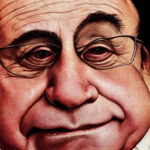 Prompt: Frontal portrait of Danny DeVito. A portrait by Norman Rockwell.