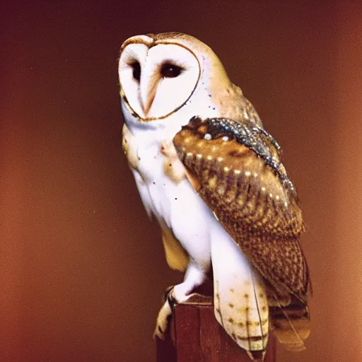 Image similar to noctilux barn owl, cinestill,