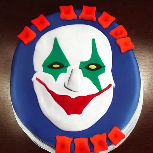 Image similar to a birthday cake in the shape of the joker