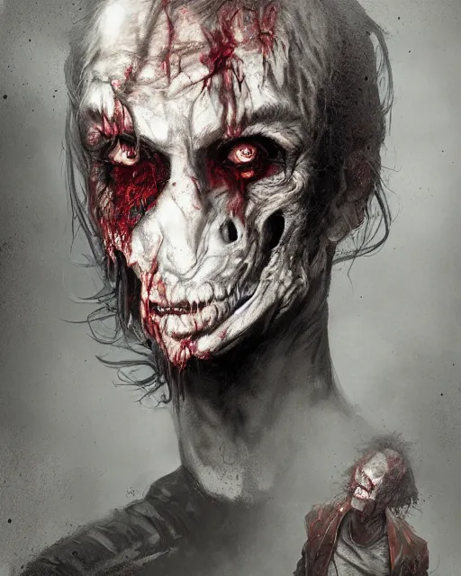 Image similar to hyper realistic photo portrait zombie with hoodie cinematic, greg rutkowski, james gurney, mignola, craig mullins, brom