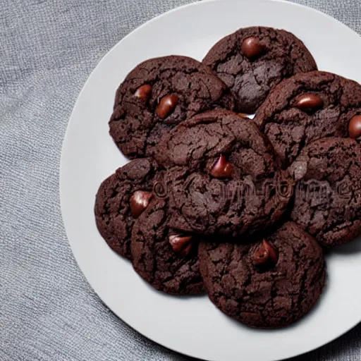 Prompt: A plate of chocolate cookies, stock photography