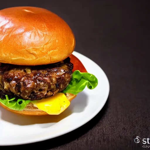 Prompt: juicy hamburger with crispy buns with pineapple topping, 8 k resolution, food photography, studio lighting, sharp focus, hyper - detailed