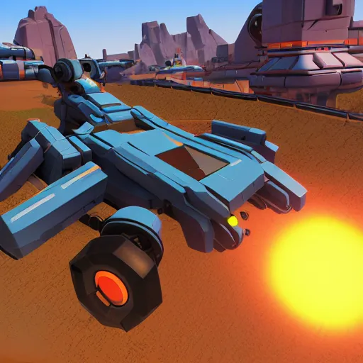 Image similar to screenshot from the game robocraft of a smg gunbed, 8 k resolution