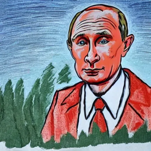 Prompt: retarded putin, expressionism