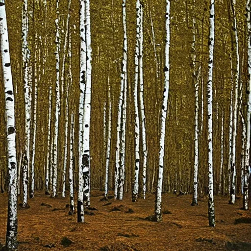 Prompt: photograph of an old man in a birch forest, medium format, tarkovsky