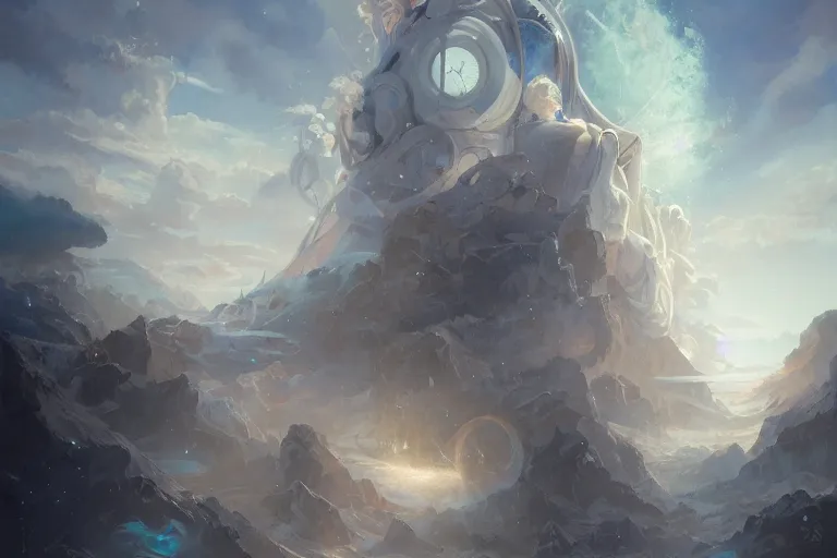 Prompt: epic massive white berber, blue and white color, scifi, serene, refined, by swang, wlop, peter mohrbacher, jakub rebelka, visually stunning, beautiful, masterpiece