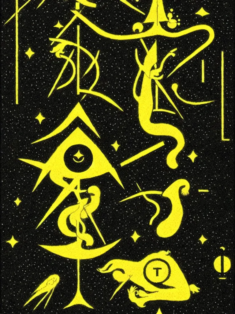 Image similar to life of ash, flat, granular gradient, dark theme, color blocks, tarot nouveau, the occult + work of kazuma nigai + tarot card