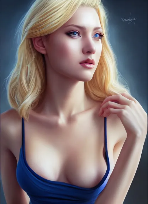 Image similar to photo of a gorgeous blonde female in the style of stefan kostic, realistic, professionally, professionally color graded, full body shot, sharp focus, 8 k high definition, insanely detailed, intricate, elegant, art by stanley lau and artgerm