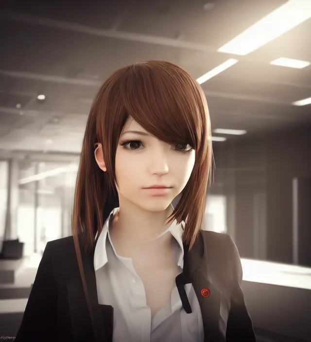 Prompt: hd photo of a beautiful office girl boy epic photorealistic portrait in squareenix vray noir style depth of field lens in flare leica zeiss detailed trending award winning on flickr artstation