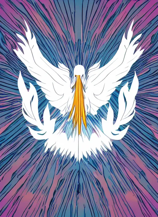 Prompt: white phoenix on salt mountain simple background simplified design geometric graphic design jim Philips style