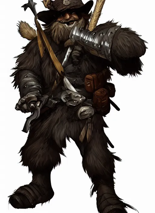 Image similar to bugbear ranger, black beard, dungeons and dragons, hunters gear, character design on white background, by makoto shinkai