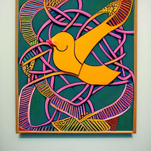 Image similar to abstract, rubber duck painting in the style of frank stella!, celtic knot patterns,