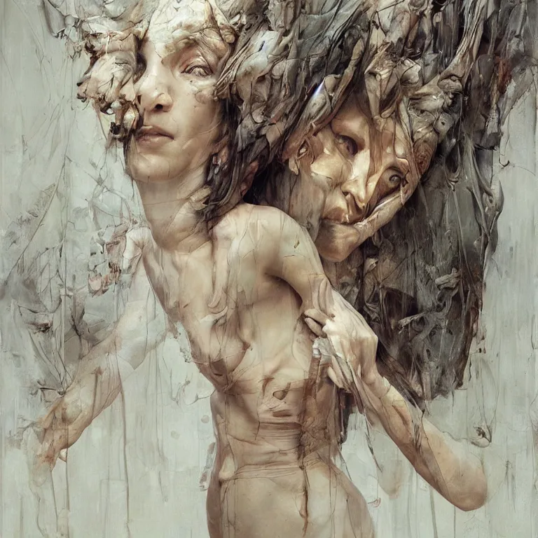 Prompt: angel watching mirror, 3 d render, esao andrews, jenny saville, surrealism, dark art by james jean, greg rutkowski