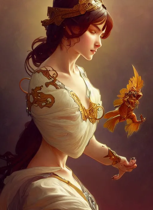 Image similar to cute anthropomorphic, fantasy, intricate, elegant, highly detailed, digital painting, artstation, concept art, wallpaper, smooth, sharp focus, illustration, art by artgerm and greg rutkowski and alphonse mucha