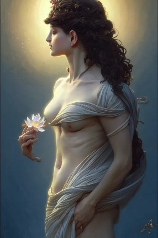 Image similar to perfectly detailed lotus!! blessed by nature with ever - increasing physical mental perfection, symmetrical! intricate, sensual features, highly detailed, biblical divine holy perfection!! digital painting, artstation, concept art, smooth, sharp focus, illustration, art by artgerm and greg rutkowski and alphonse mucha