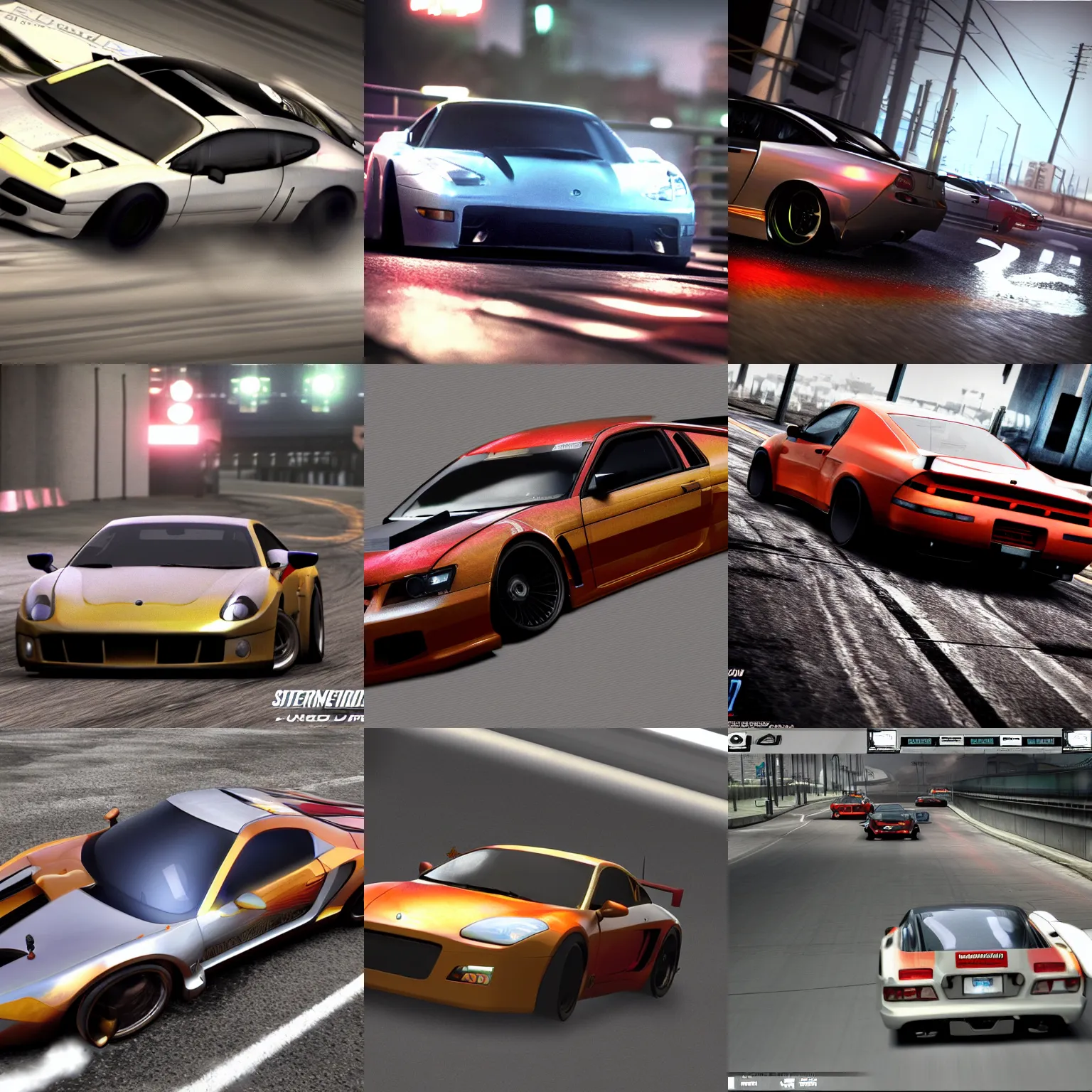 Prompt: Need for Speed Underground 2, 3d render