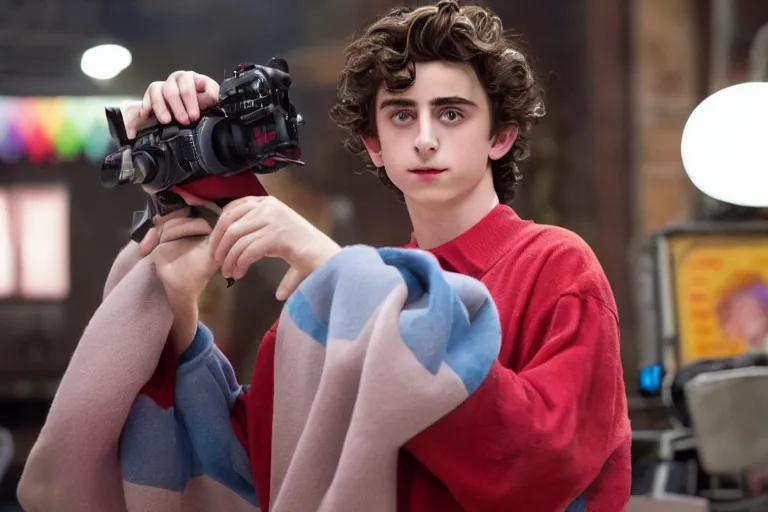 Image similar to timothee chalamet plays ralph in the live action adaptation of disney's wreck - it ralph, red weapon 8 k s 3 5, cooke anamorphic / i lenses, highly detailed, cinematic lighting