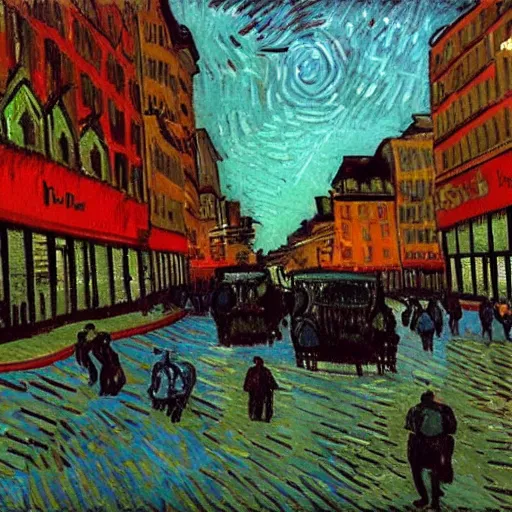 Image similar to avenida paulista painted by van gogh