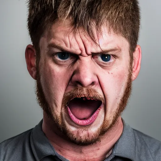 Image similar to a portrait of an angry bogan, canon eos r 3, f / 1. 4, iso 2 0 0, 1 / 1 6 0 s, 8 k, raw, unedited, symmetrical balance, in - frame