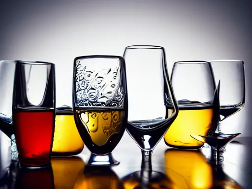 Prompt: professional quality stock photography of beautifully glassware