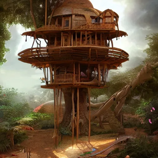 Image similar to egytian treehouse by artgerm, artstatonHD, fine art, oil painting, cinematic lighting, hyperdetailed, 8k, high resolution, insanely detailed and intricate, velvia, octane render